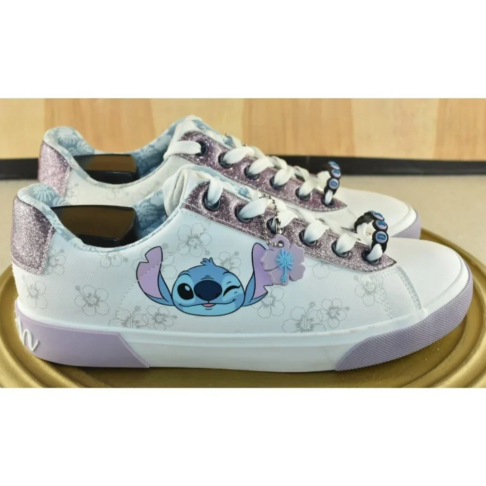 Disney GroundUp Women Shoes Size 8 Lilo & Stitch Ohana Low Top Sneakers w/Charms